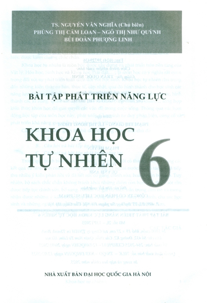 BÀI TẬP PHÁT TRIỂN NĂNG LỰC KHOA HỌC TỰ NHIÊN LỚP 6 (Theo chương trình GDPT mới)